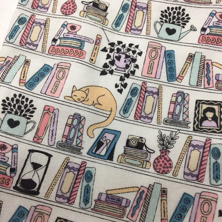 Library Cats White - Drawstring Pouch